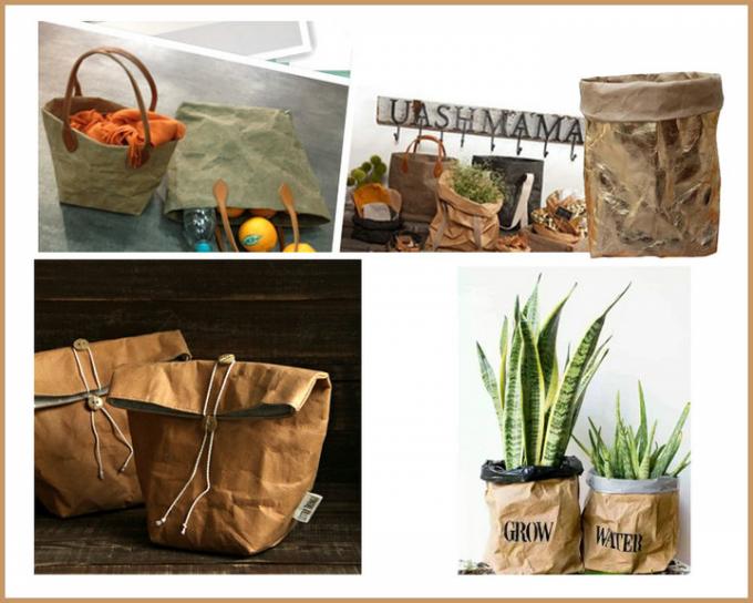 Recyclable Eco friendly Green / Blue Soft Washed kraft Paper For Grocery Bags
