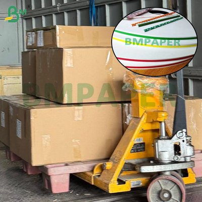 60g খাদ্য গ্রেড স্ট্র পেপার 15mm X 3100mm পানীয়ের স্ট্রগুলির জন্য বিভিন্ন প্যাটার্ন