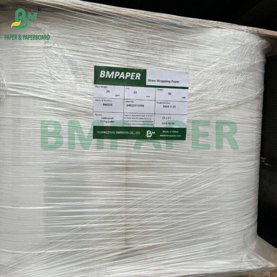 24gsm 28gsm হোয়াইট স্ট্রা প্যাকেজিং পেপার 27MM x 5000M ভাল টান শক্তি