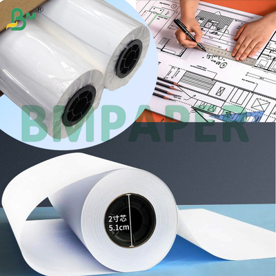 হোয়াইট প্লটটার পেপার মসৃণ A0 A1 A2 আকার রোল অ-আচ্ছাদিত বন্ড পেপার