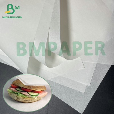 34gsm 40gsm 45gsm স্যান্ডউইচ প্যাকিংয়ের জন্য সাদা বা বাদামী গ্রাইসপ্রুফ পেপার রোল
