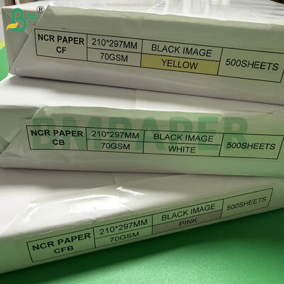 70gsm ডিজিটাল এনসিআর কার্বনহীন কাগজ A4 210x297mm CFB হোয়াইট ব্যাক সঙ্গে গোলাপী