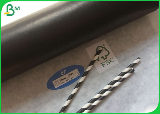 60gsm FSC এবং FDA সার্টিফিকেট কফি বা দুধ চা জন্য মুদ্রণযোগ্য কালো স্ট্রো খাদ্য গ্রেড পেপার রোল