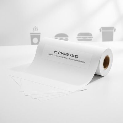 পলিথিলিন পিই লেপযুক্ত কাগজ 180gsm 350gsm লেপ উপাদান পিই খাদ্য প্যাকেজিং লেবেলিং এবং প্রতিরক্ষামূলক প্যাকেজিং জন্য আদর্শ