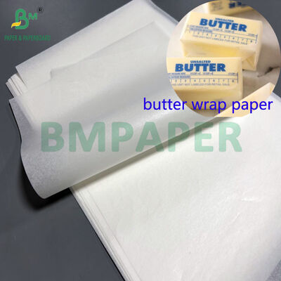 প্যাকেজিং মাখনের জন্য ৪০ জিএসএম ৫০ জিএসএম ১০০% গ্রীস প্রতিরোধী মাখন মোড়ানো কাগজ ১২ x ১২ ইঞ্চি